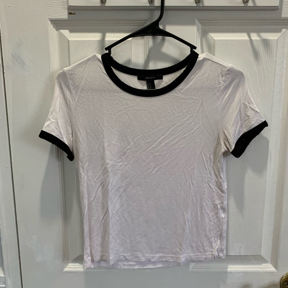 black and white ringer tee
